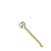 gold plated over 925 sterling silver 24 gauge nose bone stud ring prong set cubic zirconia