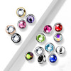 Dome Top cubic zirconia  dermal piercing jewelry top 14 gauge surgical steel 