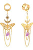 Gold butterfly with purple amethyst dangle internal thread ear plugs 