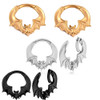 SoScene Bat clicker style ear hangers, metallic gold, silver, and black bat-shaped earrings with detailed wings and small bat motifs in the center.