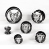 Silver Bad Cat Black Stainless steel double flare screw back ear tunnels