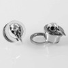 SoScene Silver Raven Head Skull Stainless Steel Double Flare Screw Back Ear Plugs, image of stainless steel eagle skull ear plugs with a raven head design, perfect for punk or goth style.