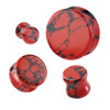 SoScene Red Turquoise Natural Stone Ear Gauges plugs, vibrant red and turquoise marbled stone plugs for ear piercings.