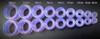 SoScene Hollow Lavender Opalite Glass Ear Plug Gauges, array of purple lavender-colored ear plug gauges arranged by size from 25mm to 6mm.