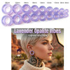 SoScene Hollow Lavender Opalite Glass Ear Plug Gauges, collection of purple lavender opalite glass ear gauges ranging from 6mm to 25mm in size.