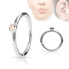 Tiny Crystal Set Side Surgical Steel nose hoop cut ring
