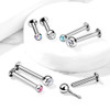 Push In Jeweled Dome Top Surgical Steel Threadless Labret Monroe Flat Back Stud, collection of elegant and sparkling body jewelry with jeweled dome tops in various colors.