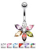 14 g Cz flower 316L Surgical Steel Belly Button Ring