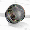 SoScene Dark Multi Color Sparkle Galaxy Double Flared Glass Plugs, a black and multicolored iridescent pierced earring or jewelry plug with a galaxy and sparkle design.