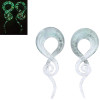SoScene Glow in the Dark Glass Ear Spiral Ear Taper Hangers, clear and glowing in the dark with a spiraled design.