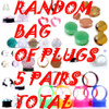 SoScene Random Bag Of Plugs, image showing a collection of assorted plugs and ear tips, 5 pairs in total.