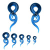 SoScene Hand made Glass Ear Tapers Blue Spiral, artistic blue spiral glass ear tunnels for body piercing.