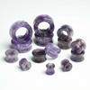 Hollow Tunnel Organic Purple Natural Amethyst Stone Ear Gauges 