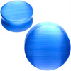 SoScene Blue Cats Eye Solid Plugs Organic Stone Ear Gauges, round blue ear gauges with a smooth, polished finish.