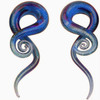 Dichroic Glass Fire and Ice ear spiral taper hangers 