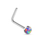 PURPLE Opal Set Flat Top 316L Surgical Steel L bend Nose Stud Ring