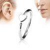 SoScene Heart Silver C Shape Nose Hoop, silver surgical steel nose ring with heart design and open C shape, for nose piercing jewelry.