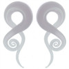 SoScene White Opalite Glass Spiral Ear Taper Hanger, two white spiral-shaped ear taper hangers made of opalite glass.