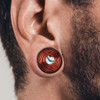 Mother of Pearl Center Inlay with Copper Wire Coil Organic Sono Wood Double Flared Saddle Plugs