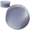 SoScene Solid Double Saddle Silver Gray Cats Eye Organic Stone Ear Gauges, close-up of round gray ear gauges with smooth polished surface.