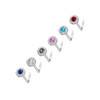Round CZ Double Tiered Center Top 316L Surgical Steel L Bend Nose Stud Ring, a set of decorative nose rings with colorful gemstones and crystal accents in a double tiered design.