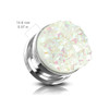 Silver plugs with white Druzy Stones Stainless Steel screw back 