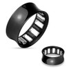 SoScene Black Steel Black Clear Square Stones Inside Surgical Steel Double Flared Tunnels, the image shows a black steel body piercing tunnel with clear square stones inside, designed as double flared tunnels.