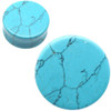 SoScene Turquoise Stone Plugs, image showing round turquoise ear plugs with black veining on a white background