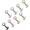 Reflective Stone Medusa Labret Stud Helix Tragus Cartilage 16 gauge Monroe, colorful piercing jewelry with gemstone accents in various colors including blue, green, pink, purple, and white for ear cartilage and facial piercings.