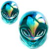 Teal Iridescent Alien Green Glass Double Flare Ear Plugs 