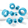 SoScene Hollow Turquoise Natural Stone Tunnel Ear Gauges Plugs, blue turquoise carved stone in various sizes for ear piercing accessories.