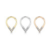  Pear Shaped Bendable 5 CZ Lined  Cut Ring for Cartilage, Tragus, Septum, and More