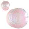 SoScene Pink Sparkle Galaxy Double Flared Glass Plugs, pink double flared ear plugs with glittery galaxy design and iridescent sparkle.