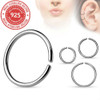 925 Sterling Silver Nose Ring Continuous Seamless Hoop, bendable 16, 18, 20 gauge, in various sizes