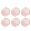 SoScene Faceted Face Rose Quartz Double Saddle Stone Ear Plugs, image of six pink gemstone earrings with faceted carvings