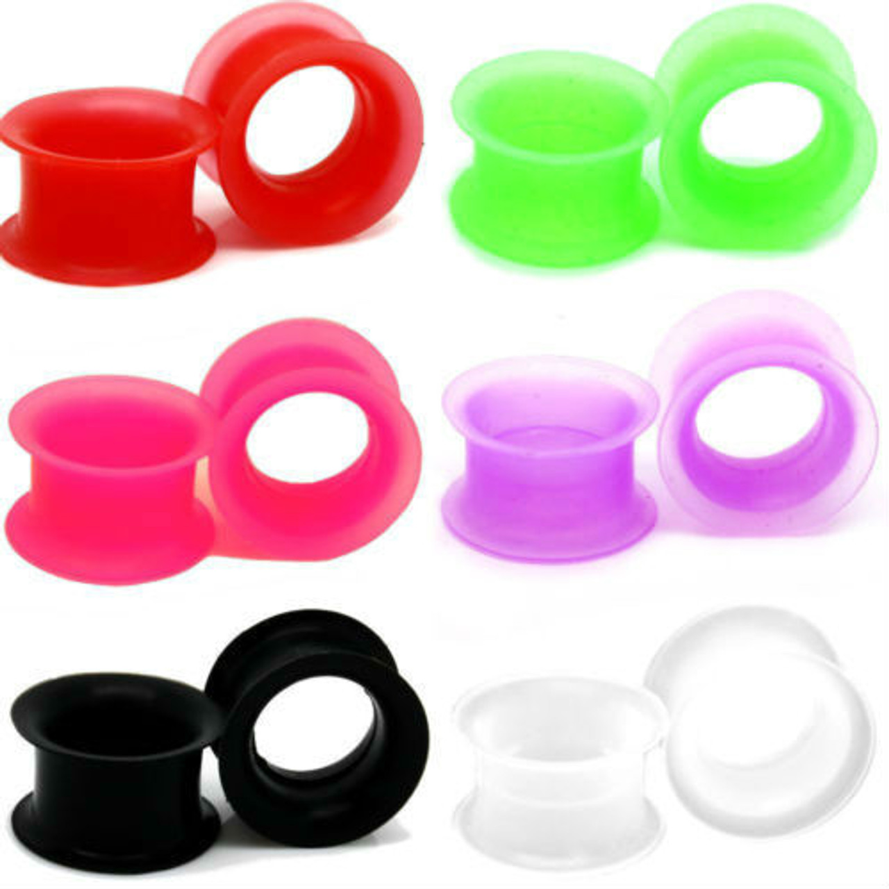 Silicone Ear Gauges 7 Color Choices! (Pair) So Scene