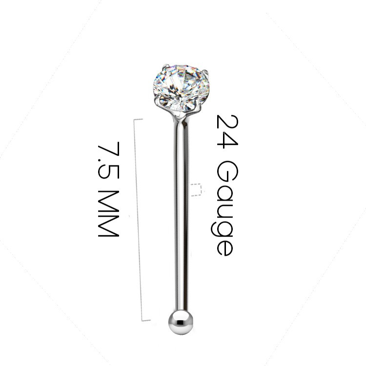 925 sterling silver 24 gauge nose bone stud ring
