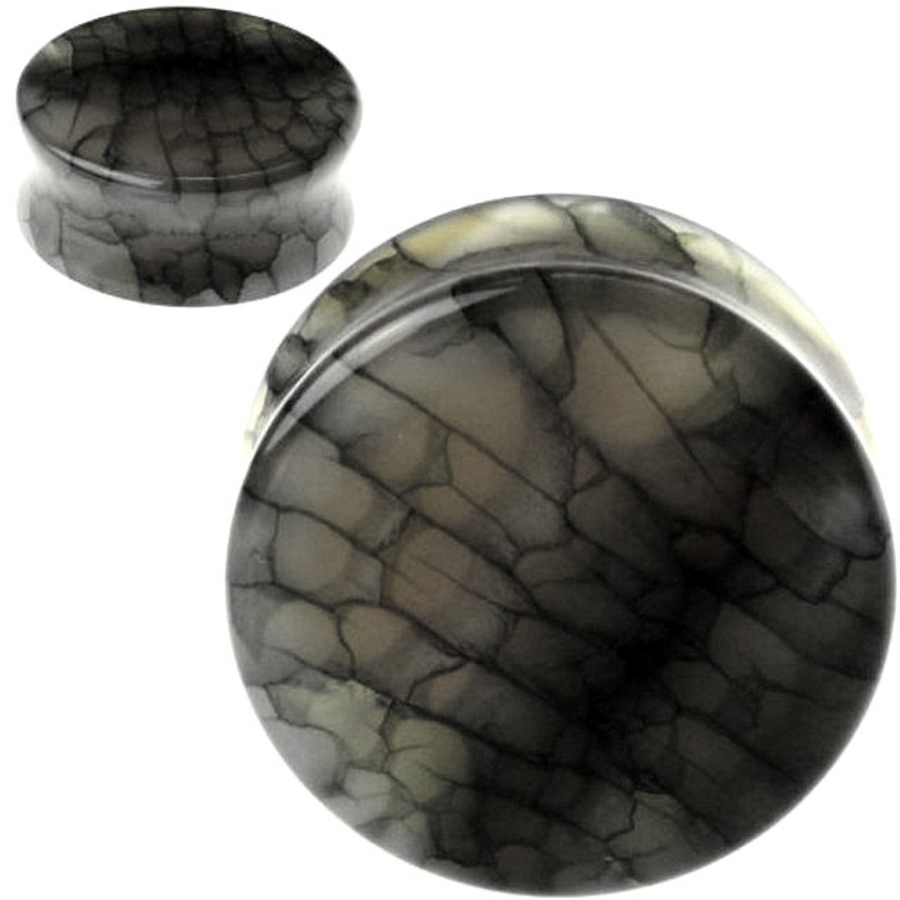 Black Dragon Vein Organic Stone Ear Gauges - So Scene