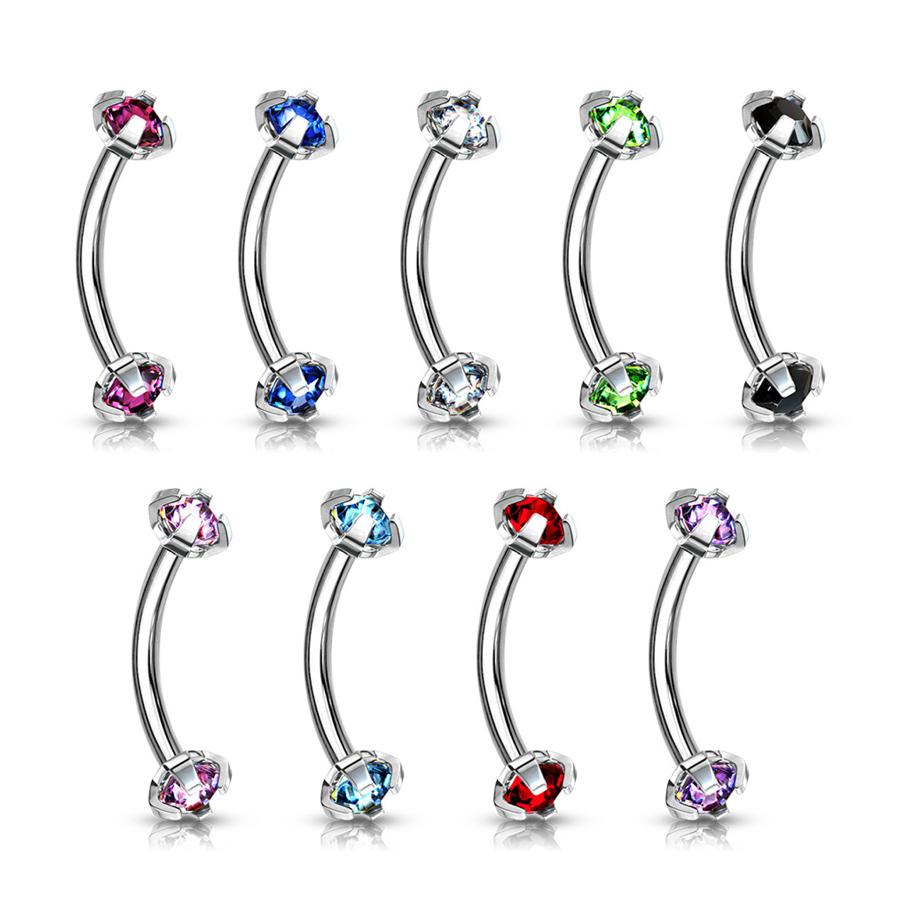 Rhinestone Curved Barbell Eyebrow Rings Lip Navel Ring - Temu