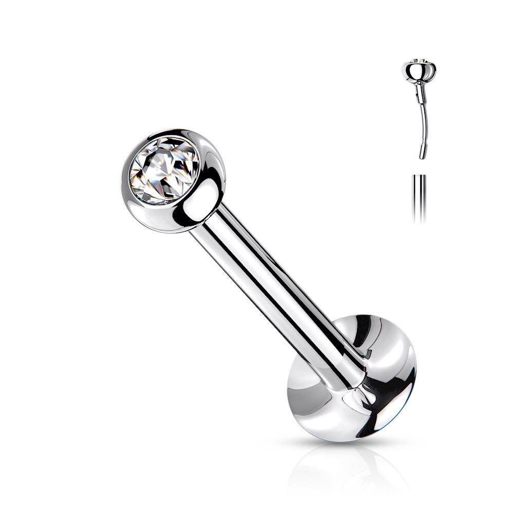 Elegant Push In Jeweled Dome Top Surgical Steel Monroe Flat Back