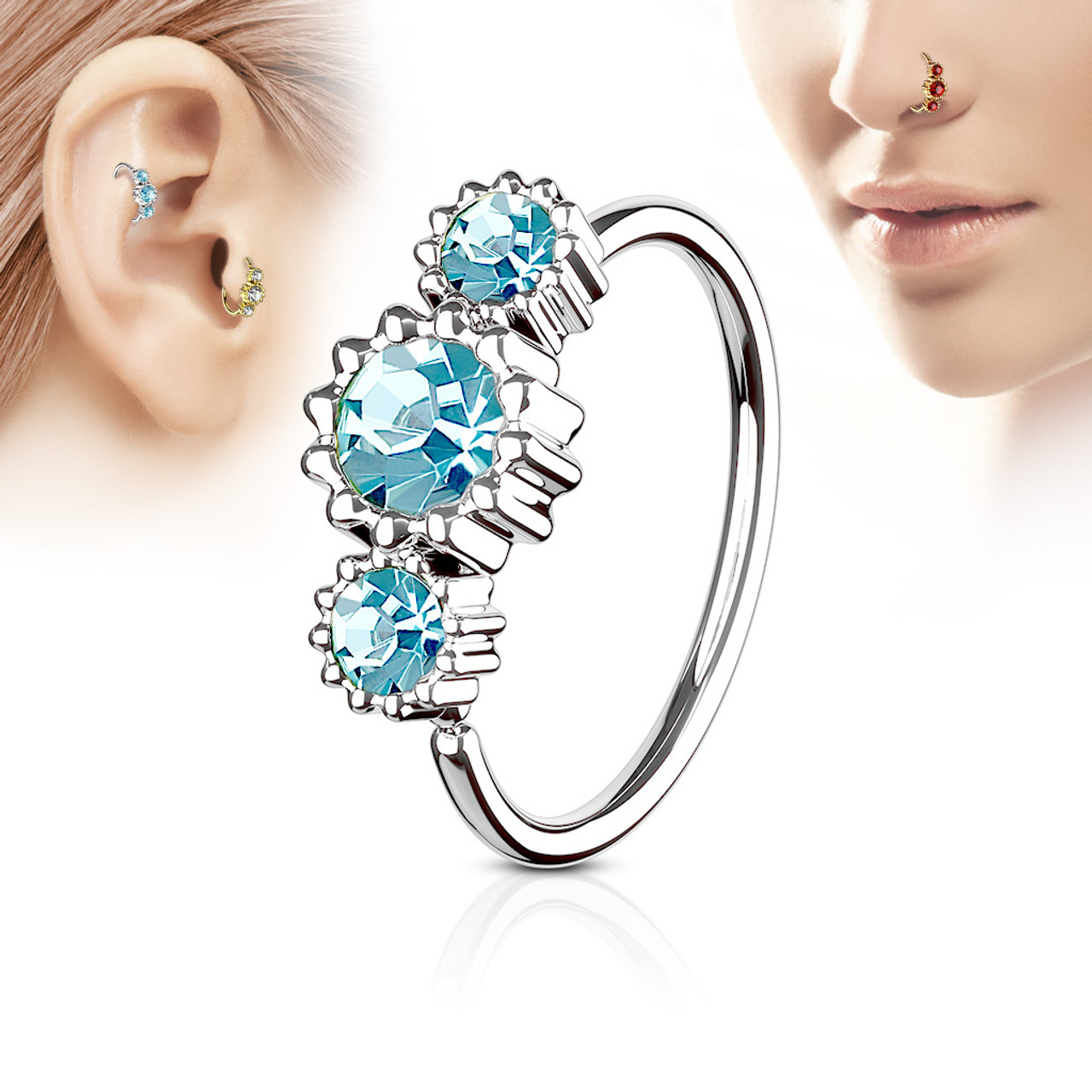 2mm Blue Diamond Bezel Nose Ring Stud – FreshTrends