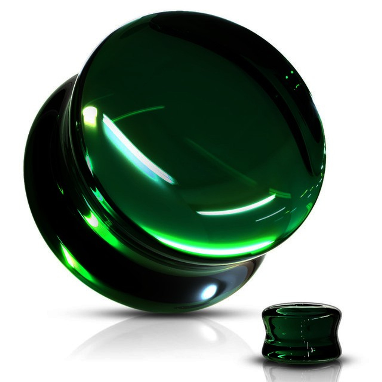 Dark Emerald Green Glass Double Flare Plugs - So Scene