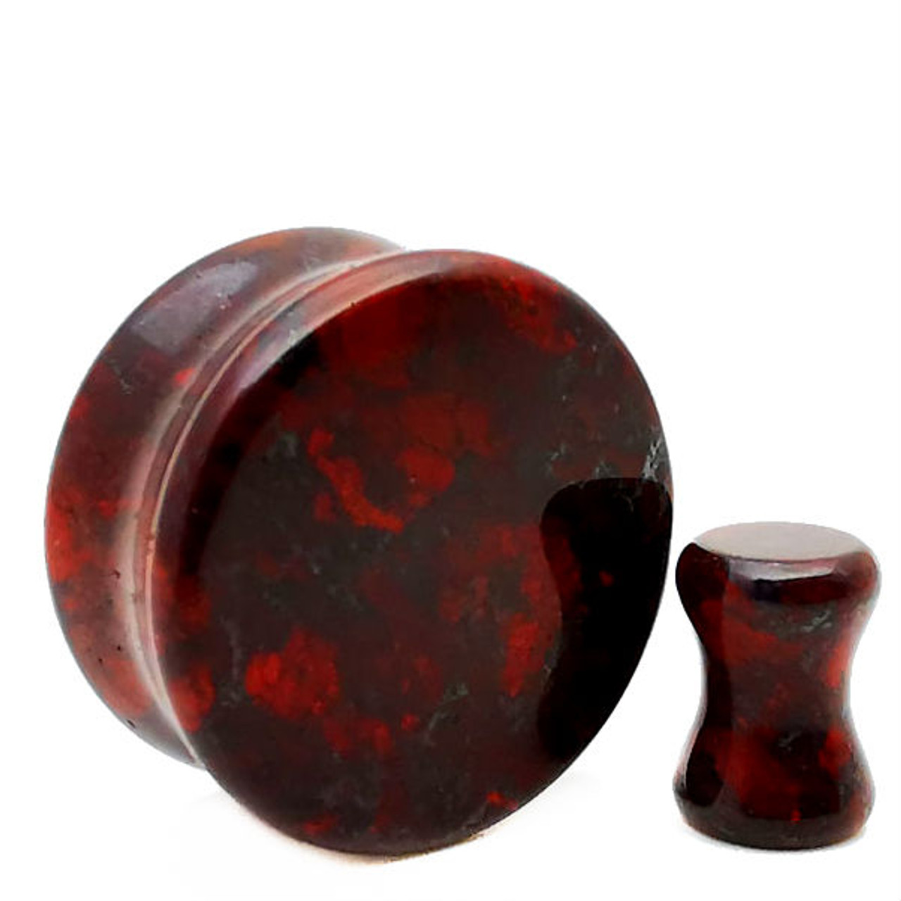 Premium Red Jade Stone Plugs | Ear Gauges | Double Flare 14mm / 9/16