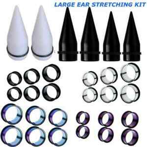 Mix colors LARGE EAR STRETCHING KIT-LARGE EAR TAPER AND PLUG KIT