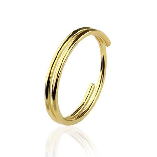 Gold plated double line 925 Sterling Silver Nose Ring Hoop bendable 24 g, elegant jewelry design.