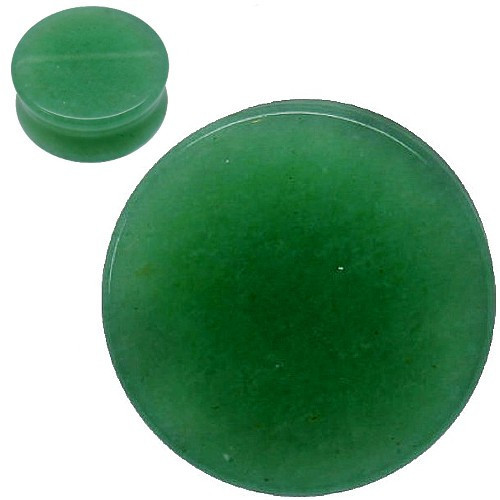 SoScene Real Green Jade Natural Stone Ear Gauges, round green jade stone ear gauges for body jewelry.