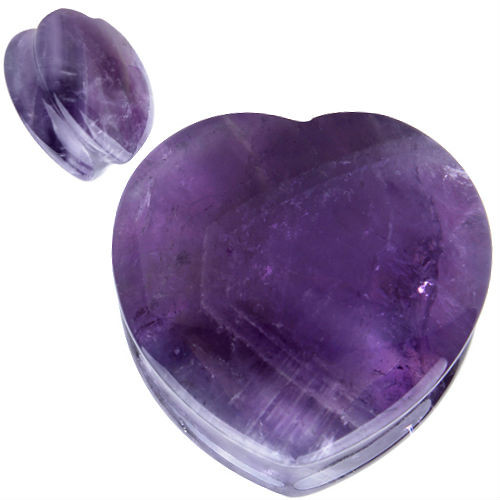 Heart shape Organic Purple Natural Amethyst Stone Ear Gauges 