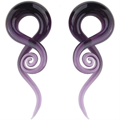 Hand Made Pyrex Glass Spiral Ear Gauges (Pair) So Scene