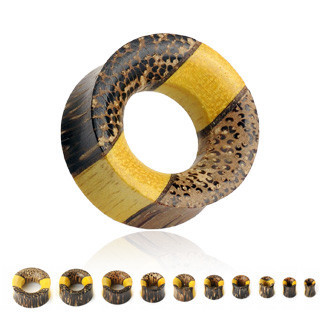 Lobal Domination Organic Wood Striped Tunnels/Plugs – Coconut & Areng Wood, Pair