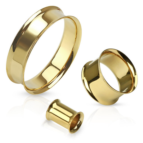 SoScene Gold IP plated Stainless Steel Eyelet Plugs, polished gold finish decorative jewelry accessories.
